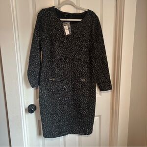 Talbots Black and White Long Sleeve Dress
